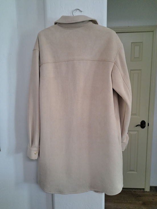 Marc New York Beige Suede Long Shirt Jacket With Button-Front Size XS - Picture 8 of 12